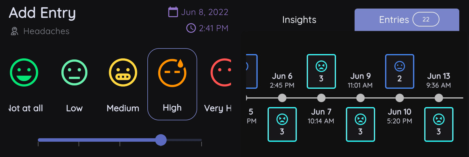 headache tracking app with easy daily entries to log data